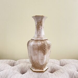Vintage Vase Royal Haeger Gold Tweed White / Cream Mid Century Modern 10"